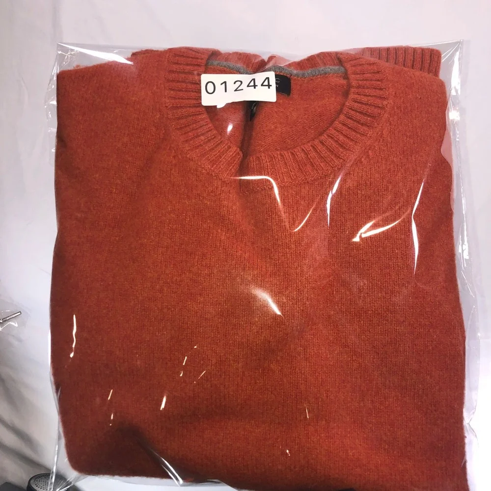 Banana Republic Mens Orange 100% Extra Fine Merino Wool Crewneck Sweater Medium